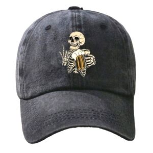 UNISEX Skeleton Holding Beer Grey Hat 🤘🍺